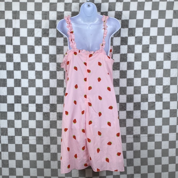 Baby Girl dresses pink strawberry blue floral with cute back tie 1xl 2xl  Curve - Picture 9 of 10